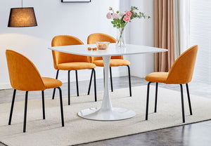 5 Pieces Dining Set, Table Metal Leg Mid-Century Dining Table For 4 - 6 People With MDF Table Top, Pedestal Dining Table, End Table Leisure Coffee Table - Burnt Orange by Couch.com