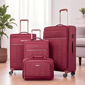 4 Piece Set, Softshell Suitcase Spinner Wheels Terylene Luggage Sets by Couch.com