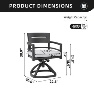 Outdoor Patio Swivel Rocker With Outdoor Grade Sunbrella Fabric Cushions (Set of 2) - Ember Black by Couch.com