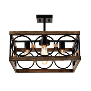 Kitchen Island Lights Ceiling Light Farmhouse Dining Room Light Fixture, Wood And Metal Rectangular Ceiling Light, Ceiling Lighting For Living Room, Conference Room, Home Office by Couch.com