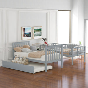 Twin Over Twin Bunk Bed With Trundle And Storage - Gray by Couch.com