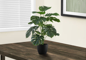 24" Tall, Artificial Plant, Monstera, Indoor, Faux, Fake, Table, Greenery, Potted, Real Touch, Decorative - Green / Black by Couch.com