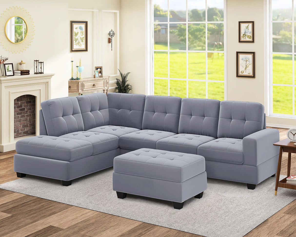 Modern Sectional Sofa With Reversible Chaise, L Shaped Couch Set With Storage Ottoman And Two Cup Holders For Living Room by Couch.com