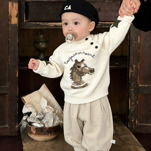 Cartoon Horse Year Knitted Sweater Children's Clothing Sweater