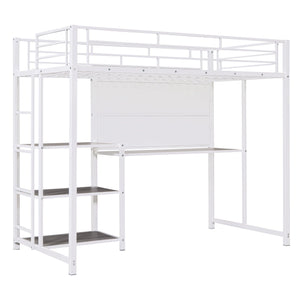Metal Loft Bed With Desk, 3 Shelves And Ladder by Couch.com