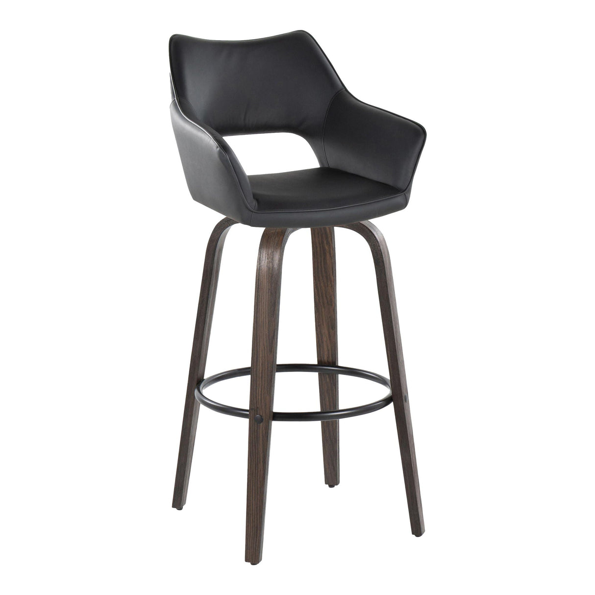 Mustang - Contemporary Fixed Height Barstool With Swivel With Round Footrest (Set of 2) by Couch.com