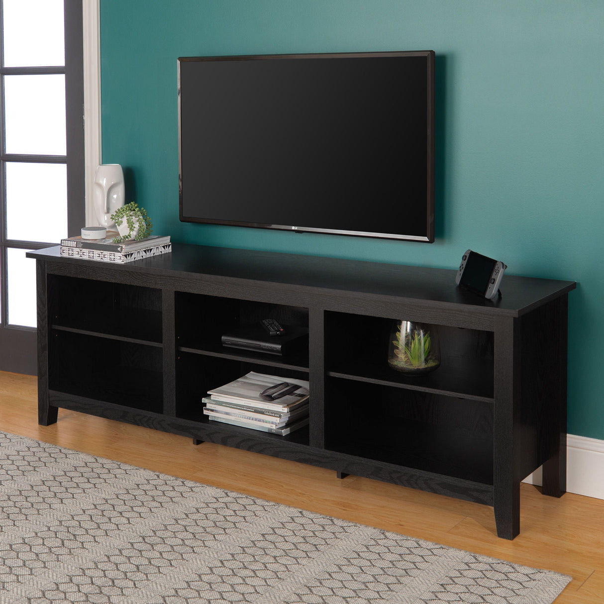Modern Transitional 3 Shelf Open Storage 70" TV Stand For 80" TVs by Couch.com