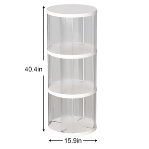 360° Rotating Bookshelf, Small Corner Bookcase, 3 Tier Floor Standing Organizer, Round - Cream White by Couch.com