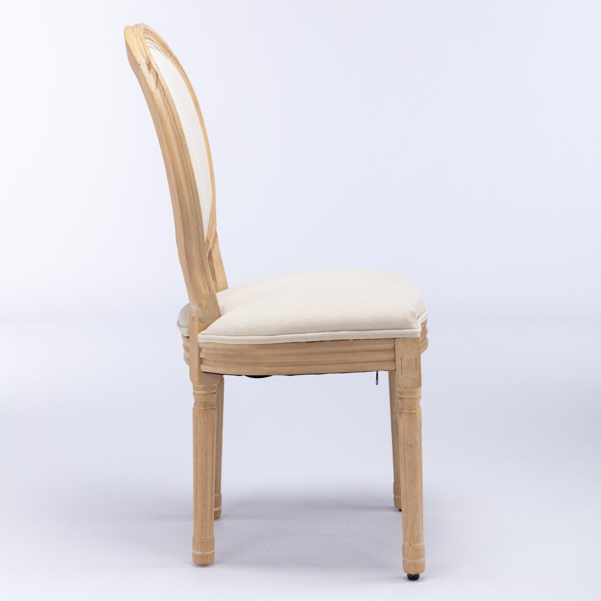 French Style Solid Wood Frame Linen Back Dining Chair Set of 2
