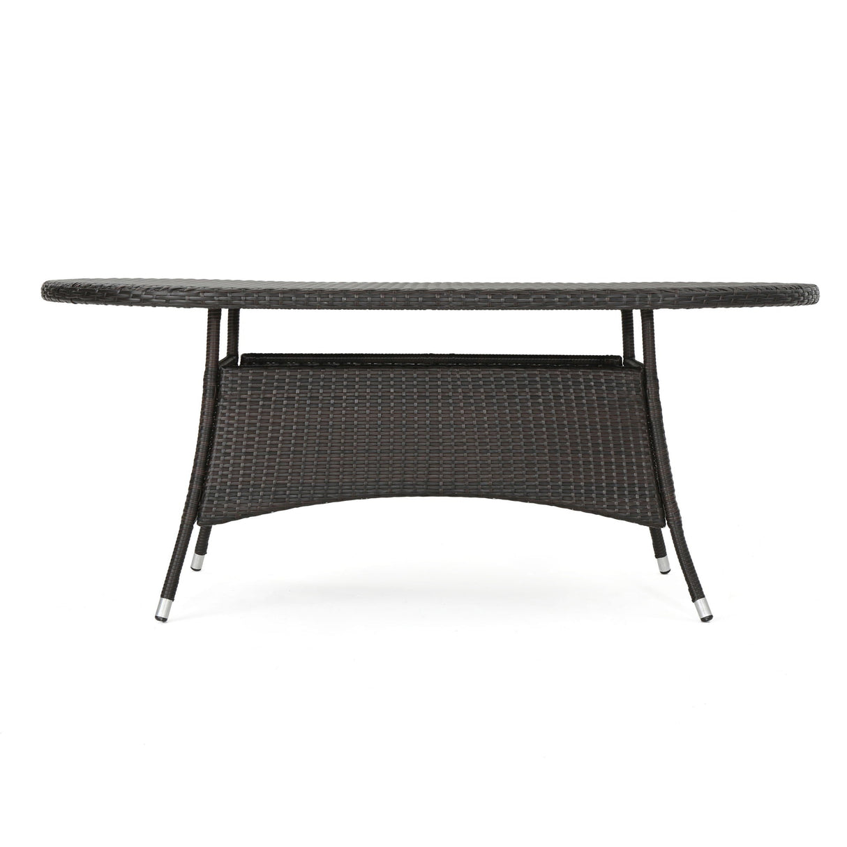 Outdoor Oval Dining Table With Silver Tipped Legs - Brown Multi by Couch.com