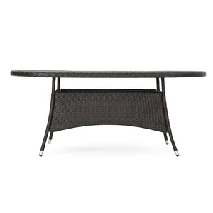 Outdoor Oval Dining Table With Silver Tipped Legs - Brown Multi by Couch.com