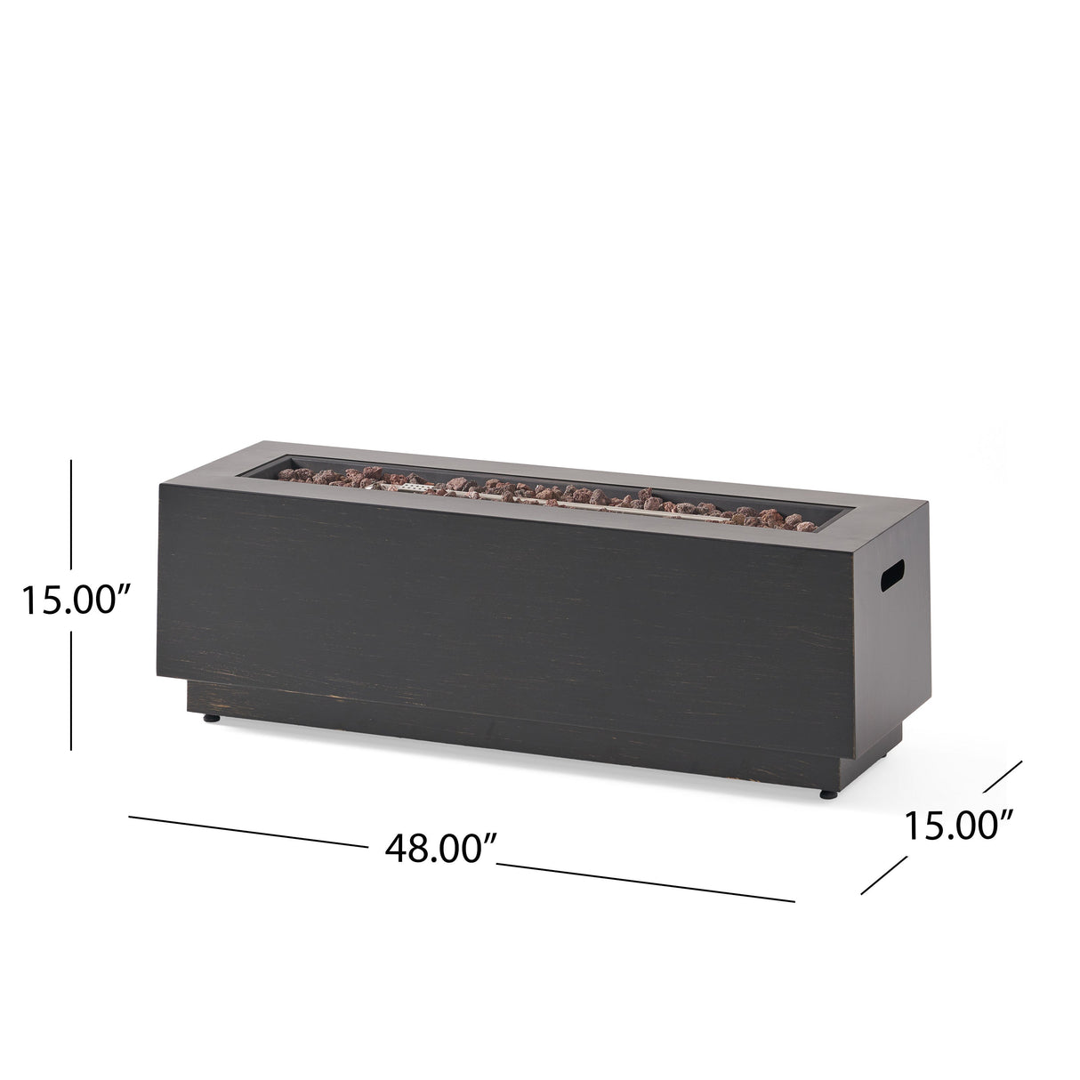 Modern Dark Grey 40' Outdoor Iron Propane Fire Pit