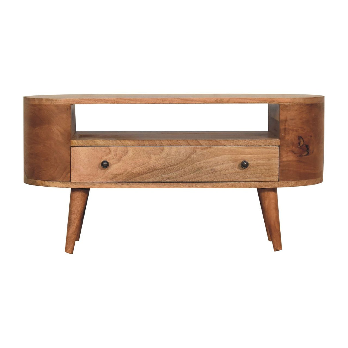 Mini Rounded Entertainment Unit - Oak by Couch.com