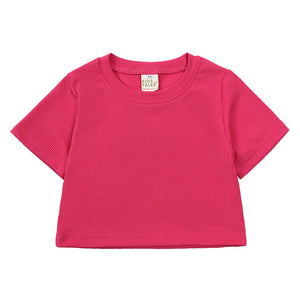 Girls' Short-sleeved Shirt Bell-bottom Pants Two-piece Set