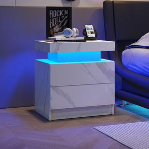 Nightstand LED, Bedside Table Cabinet With 2 Drawers For Bedroom by Couch.com