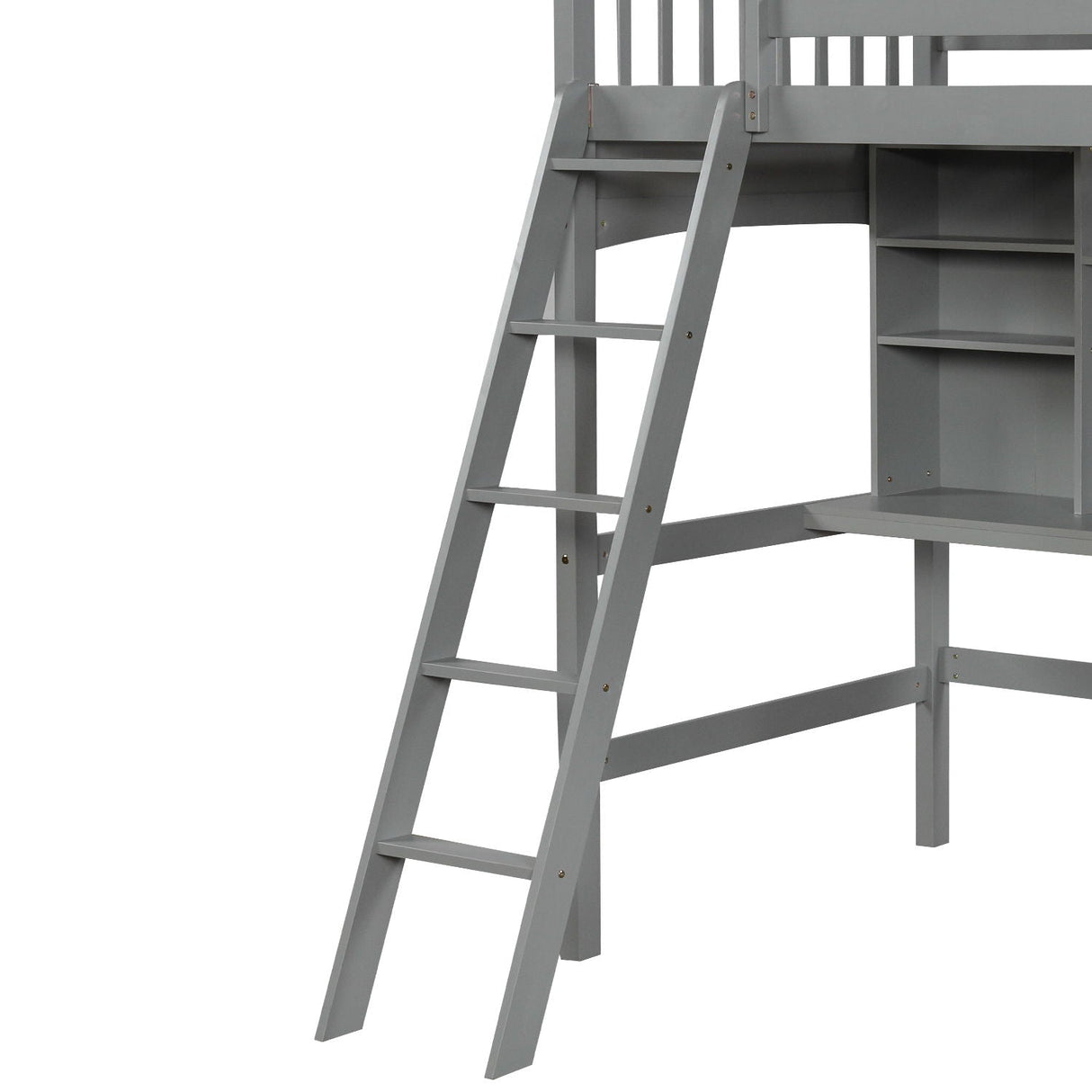 Loft Bed With Storage Shelves, Desk And Ladder by Couch.com