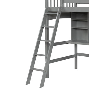 Loft Bed With Storage Shelves, Desk And Ladder by Couch.com