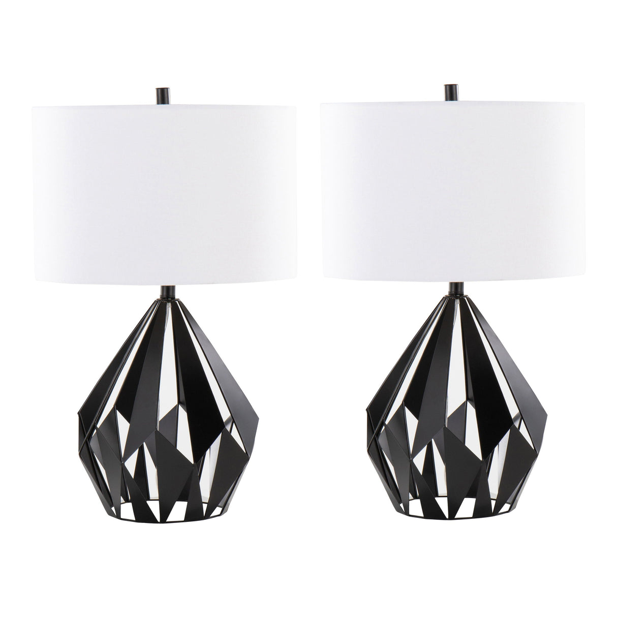 Geo - Me Tri Contemporary Table Lamp (Set of 2) - Matte Black / White by Couch.com