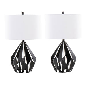 Geo - Me Tri Contemporary Table Lamp (Set of 2) - Matte Black / White by Couch.com