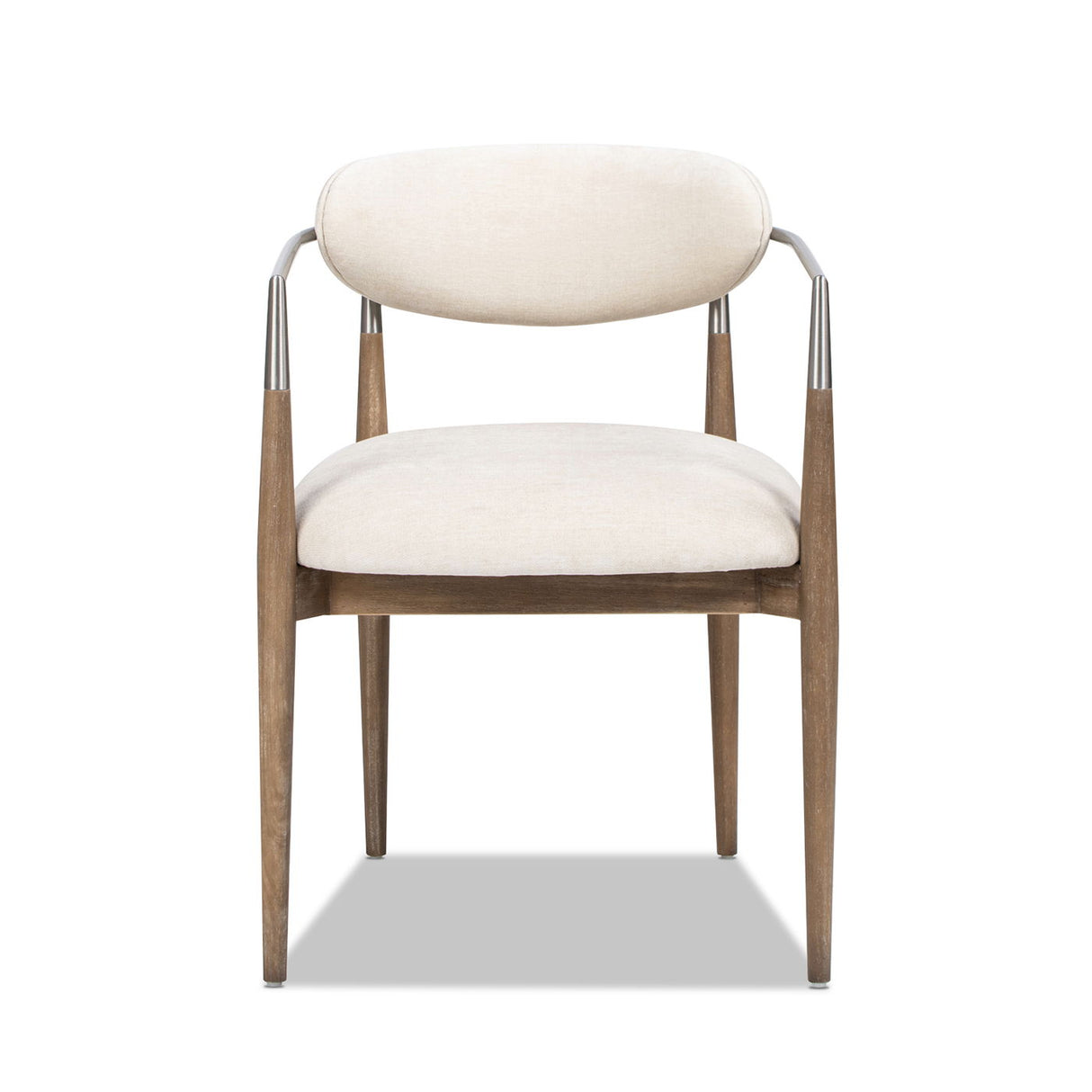 Artemis - Mixed Material Upholstered Dining Arm Chair - Warm White by Couch.com
