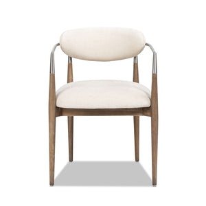 Artemis - Mixed Material Upholstered Dining Arm Chair - Warm White by Couch.com