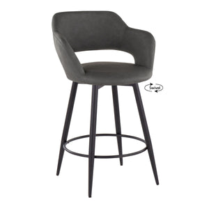 Margarite - Contemporary Fixed Height Counter Stool With Swivel With Round Footrest (Set of 2) by Couch.com
