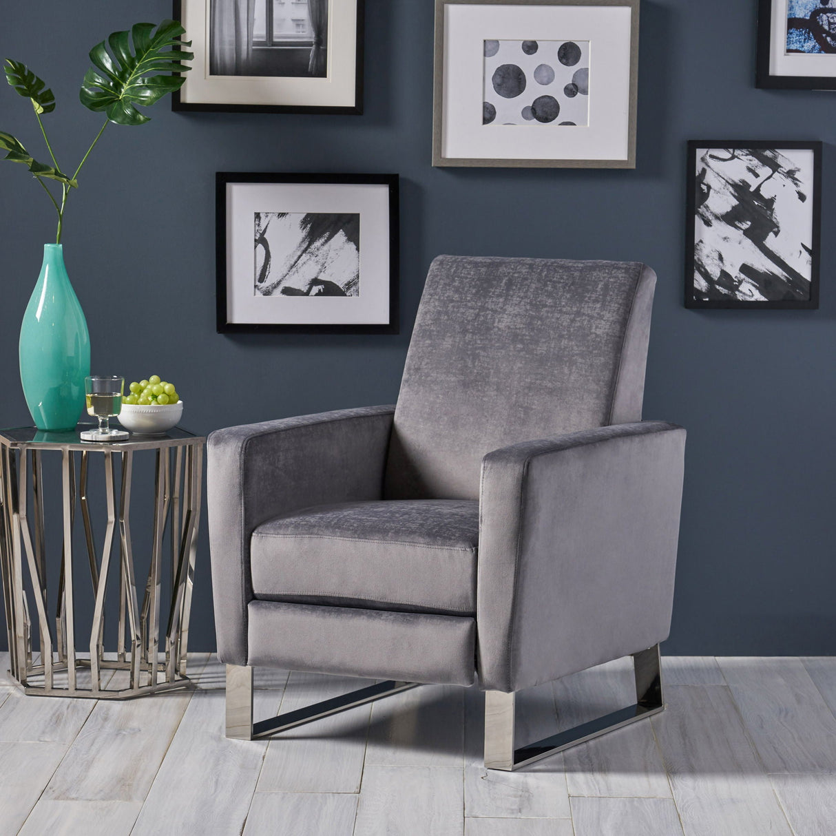 Bolt - Upholstered Recliner Chair With Stainless Steel Base - Gray / Chrome by Couch.com
