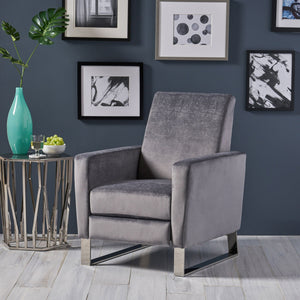 Bolt - Upholstered Recliner Chair With Stainless Steel Base - Gray / Chrome by Couch.com
