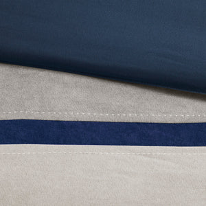 7 Piece Faux Suede Comforter Set Blue Queen