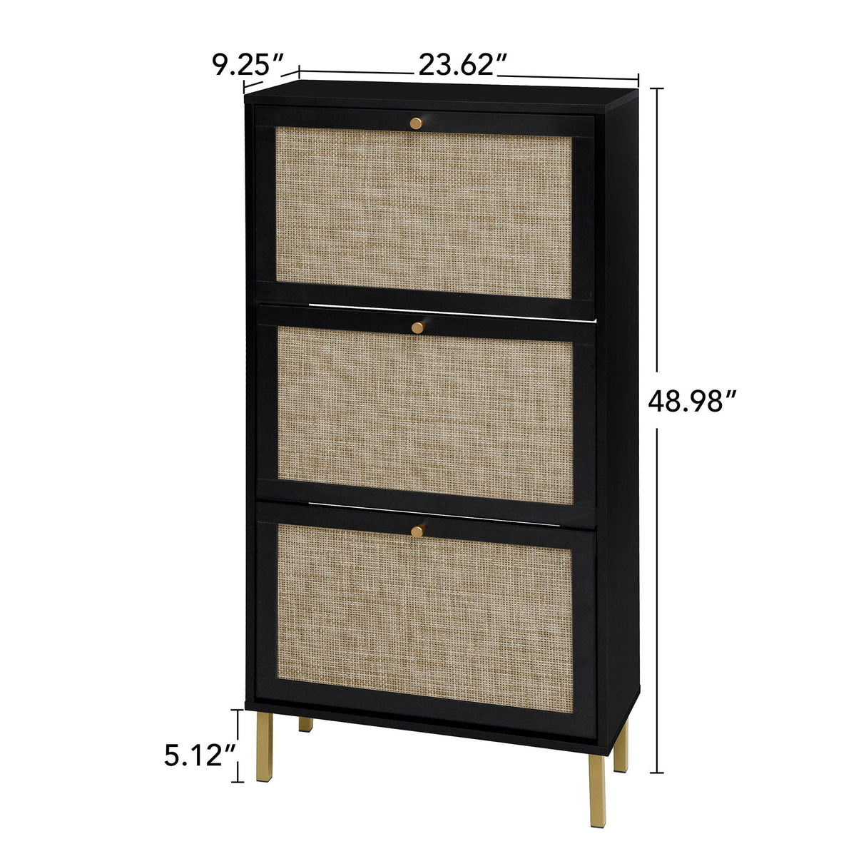Modern Rattan 3 Door Shoe Rack Cabinet For Entryway by Couch.com