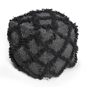 Jumanji Handcrafted Wool and Cotton Pouf - Brown