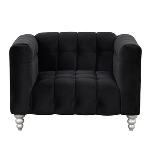 Modern Sofa Dutch Fluff Upholstered Sofa & Wood Legs, Buttoned Tufted Backrest by Couch.com