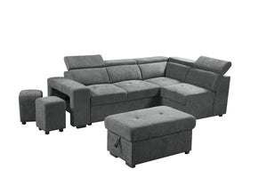 Henrik - Sleeper Sectional Sofa With Storage Ottoman And 2 Stools by Couch.com