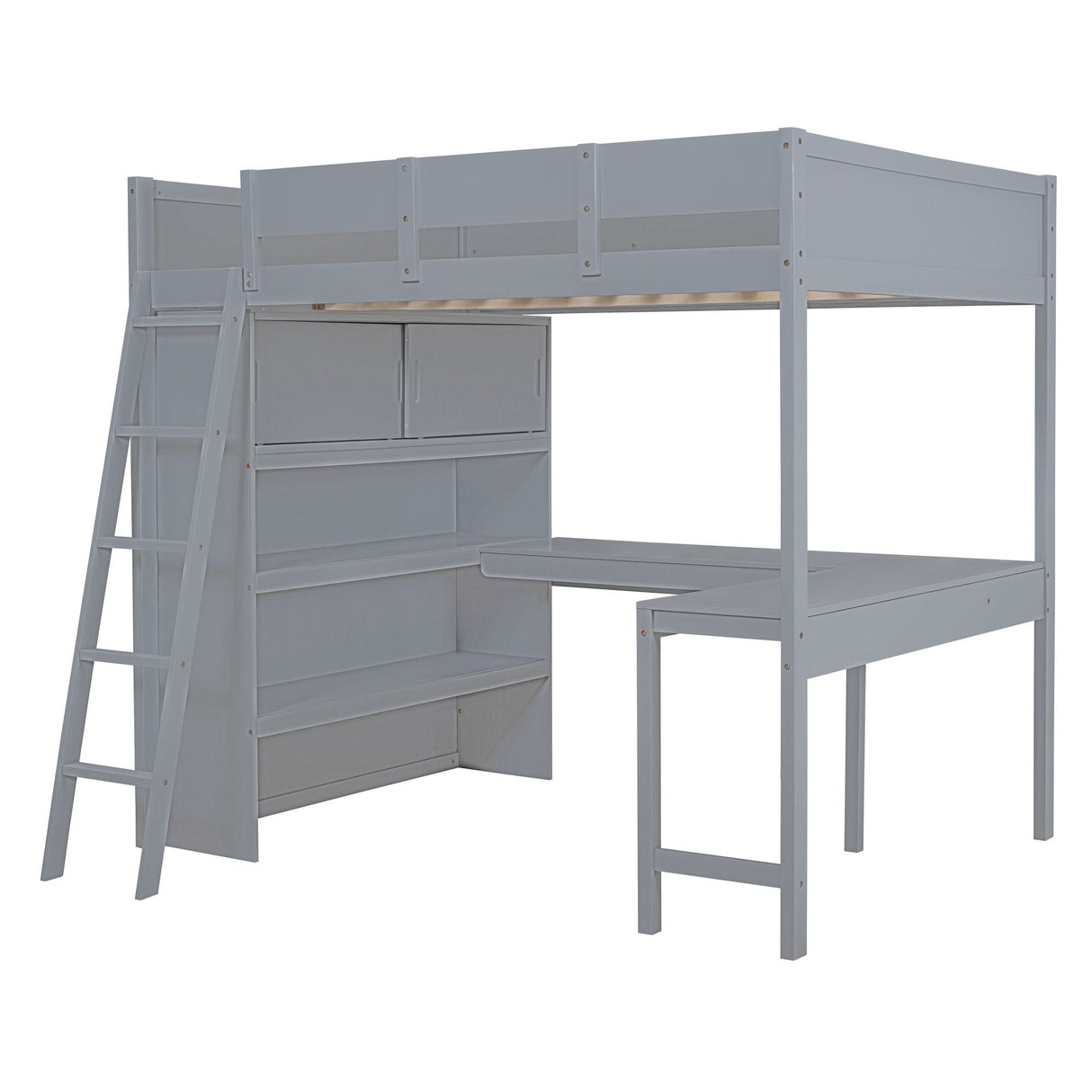 Modern Loft Bed With Desk And Shelves by Couch.com