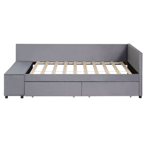 L Shaped Upholstered Platform Bed With Storage And Drawers by Couch.com