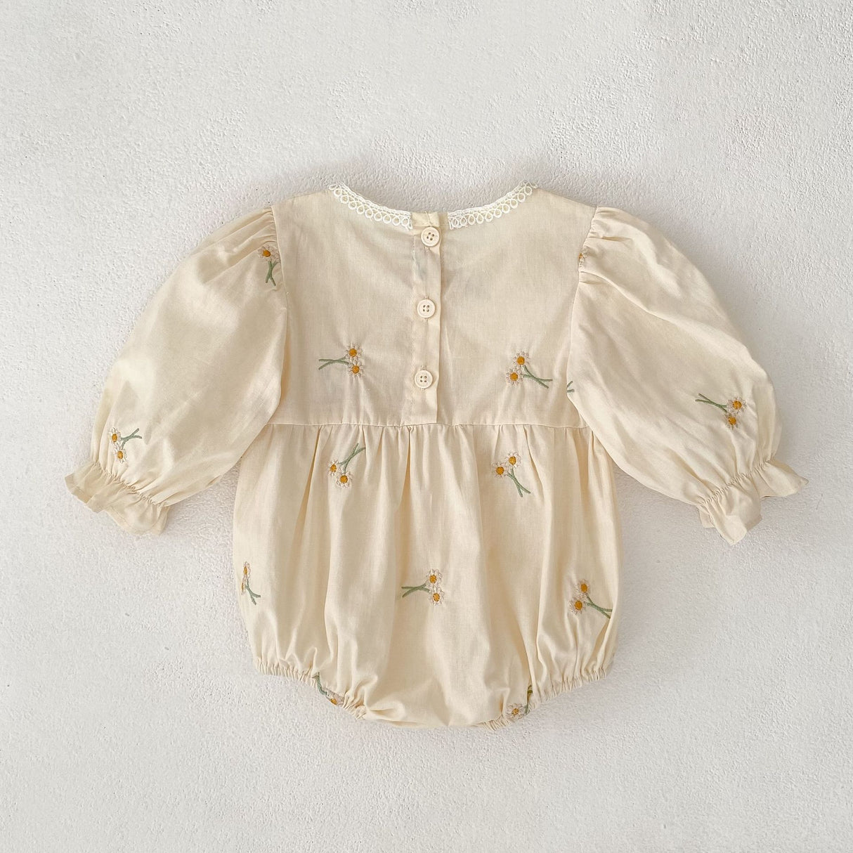Baby Bodysuit With Long Sleeves Bow And Embroidery