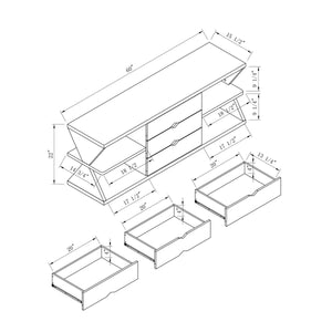 Modern TV Stand With Four Open Shelves And Three Storage Drawers - White Oak by Couch.com