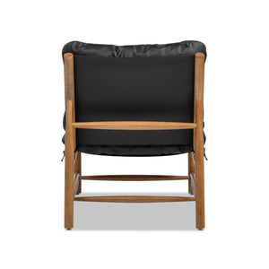 Oxford Leather Mid-Century Modern Accent Chair - Noir Black by Couch.com