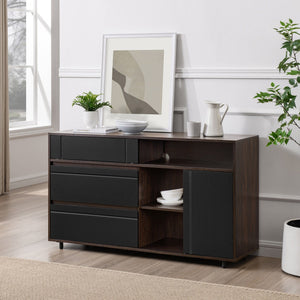 Contemporary Detailed Door Sideboard With Open Storage by Couch.com