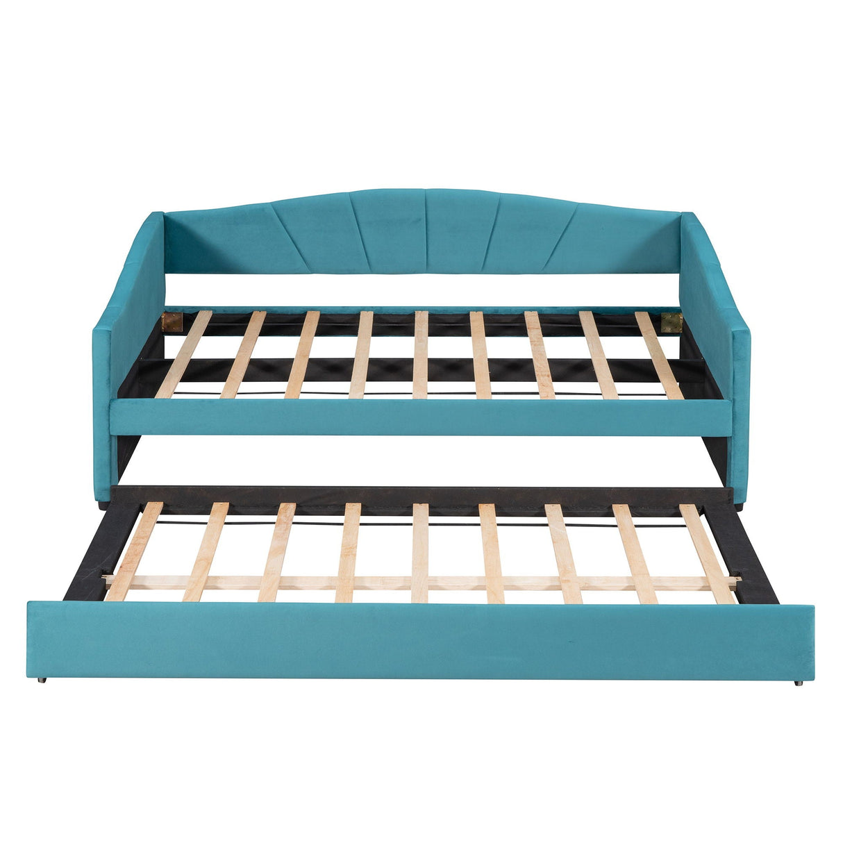 Upholstered Daybed Sofa Bed With Trundle Bed And Wood Slat by Couch.com