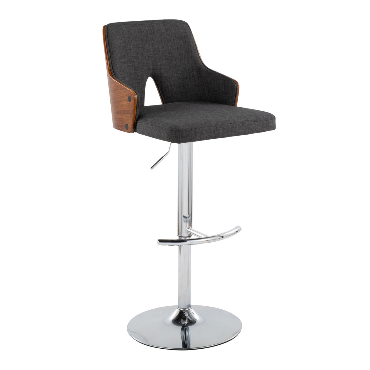 Stella - Contemporary Adjustable Barstool Stool With Swivel With Rounded T Footrest (Set of 2) by Couch.com