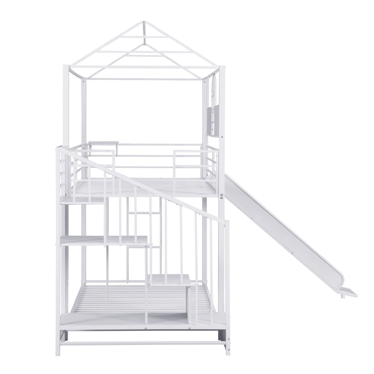 Twin Over Twin Metal Bunk Bed With Slide And Steps by Couch.com