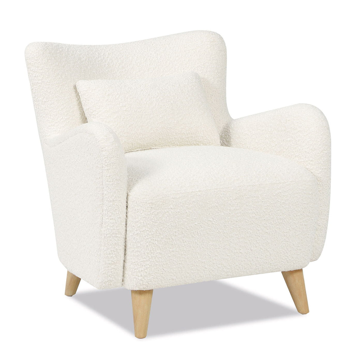 Couch.com Lune Curved Arm Accent Chair With Lumbar Pillow Ivory White, Fabric Construction, White Finish by Couch.com