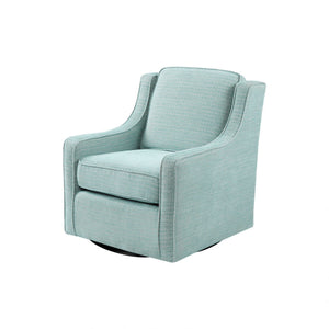 Swivel Chair With Foam Cushion / Black Metal Swivel - Dusty Aqua Chenille by Couch.com