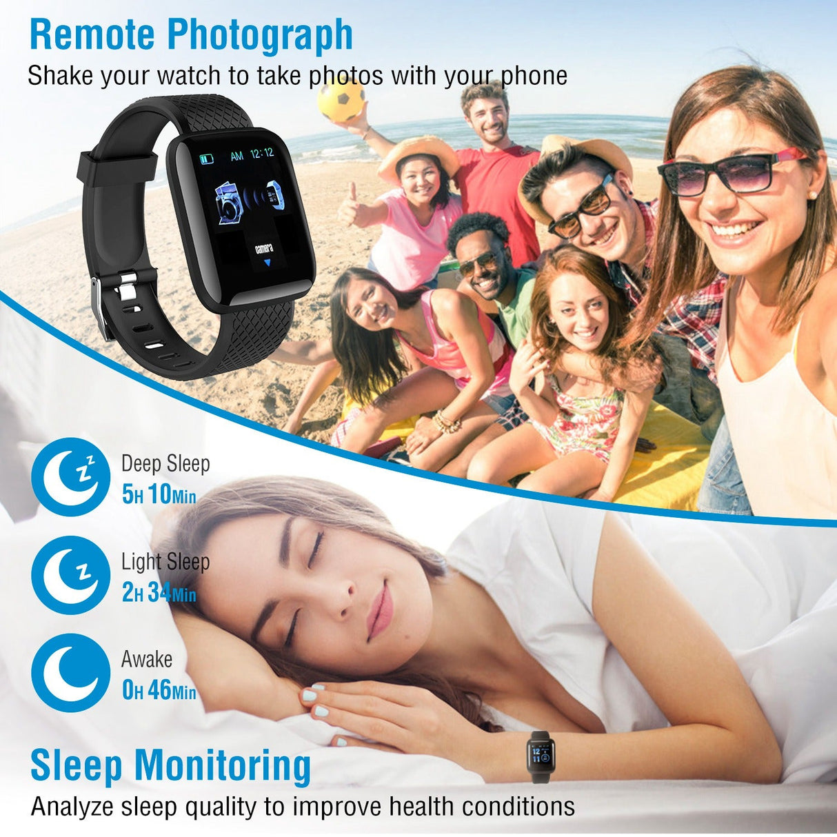 1.3\'\' Fitness Tracker IP67 Waterproof Activity Tracker Smart Bracelet w/Heart Rate Sleep Monitor Pedometer by DirectDeals