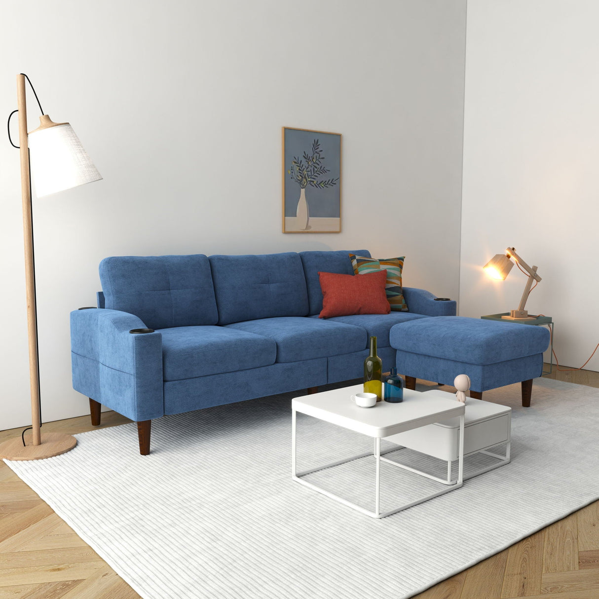 3 Seater Convertible Combination L Shaped Sofa With Footstools With Storage by Couch.com