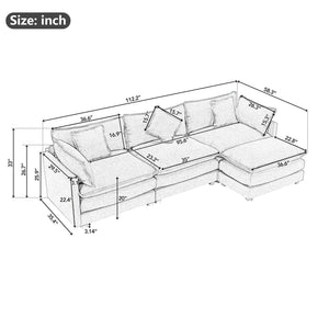 L-Shape Chenille Upholstered Sofa For Living Room Modern Luxury Sofa Couch With Ottoman And 5 Pillows For Living Room by Couch.com