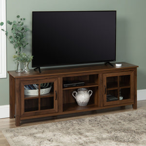 Modern Farmhouse 2 Door Glass Windowpane 70" TV Stand For 80" TVs by Couch.com