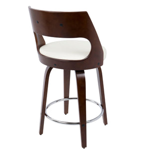 Cecina - Mid-Century Modern Fixed Height Counter Stool With Swivel And Round Footrest (Set of 2) by Couch.com
