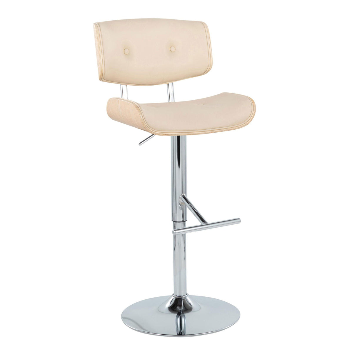 Lombardi - Contemporary Adjustable Barstool With Swivel With Straight T Footrest (Set of 2) by Couch.com